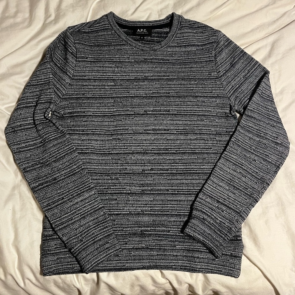 A.P.C. Black and Gray Textured Sweater